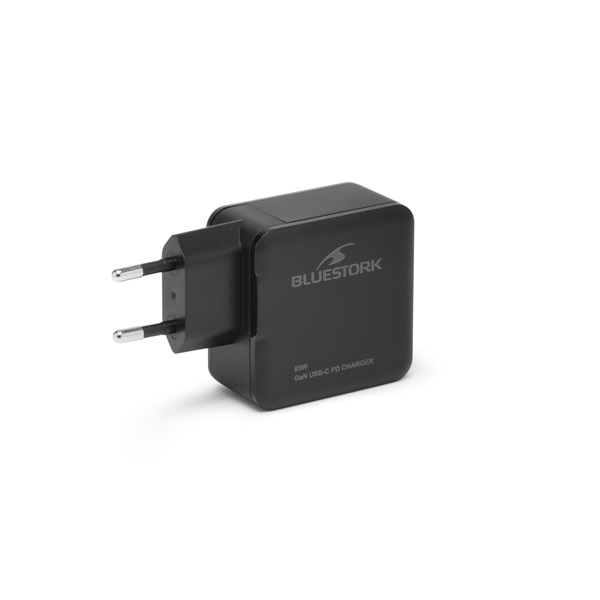 Bluestork  PW-BS-65-GAN-C USB-C  65W  1,8m kábel gyorstöltés Hálózati töltő Fekete 