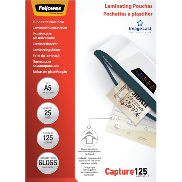 Fellowes A5 125mic 25db-os lamináló fólia Fellowes A5 125mic 25db-os lamináló fólia