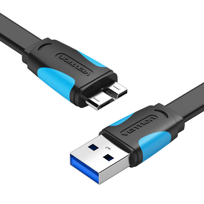 Flat USB 3.0 A to Micro-B cable Vention VAS-A12-B025 0.25m Black Flat USB 3.0 A to Micro-B cable Vention VAS-A12-B025 0.25m Black