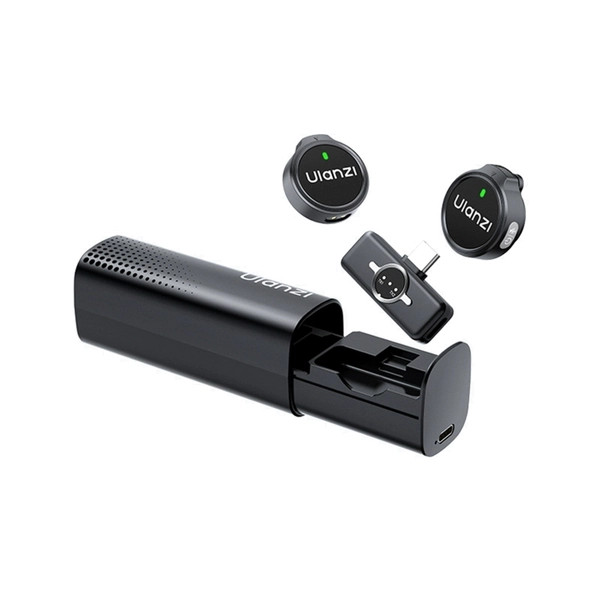 Ulanzi A21 csiptetős vezeték nélküli mikrofon  2db mikrofon zajszűrés USB-C Fekete