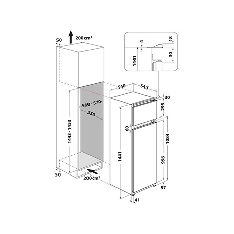 Whirlpool ART 3802 HŰTŐ BEÉPÍTHETŐ FELÜLFAGYASZTÓS