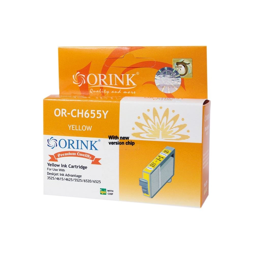 Orink utángyártott HP 655/CZ112AE tintapatron sárga (HPO655YE)
