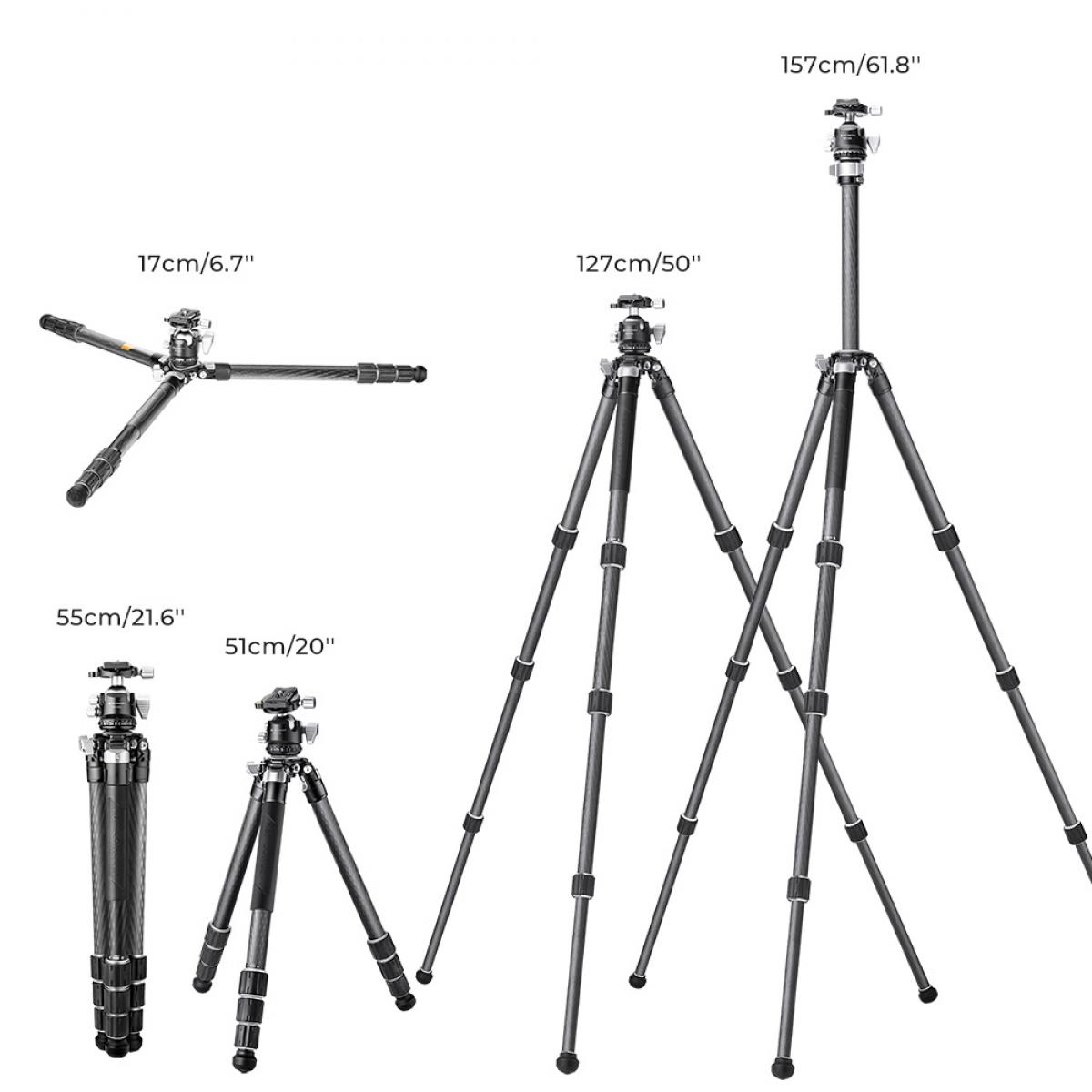 K&F Concept X284C2+BH40L karbon állvány + monopod, fekete-narancs