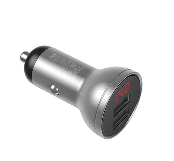 BASEUS autós töltő 2 USB aljzat (5V / 4800mA, 24W, gyorstöltés támogatás, LED kijelző) EZÜST (VCBXA_S) BASEUS autós töltő 2 USB aljzat (5V / 4800mA, 24W, gyorstöltés támogatás, LED kijelző) EZÜST (VCBXA_S)