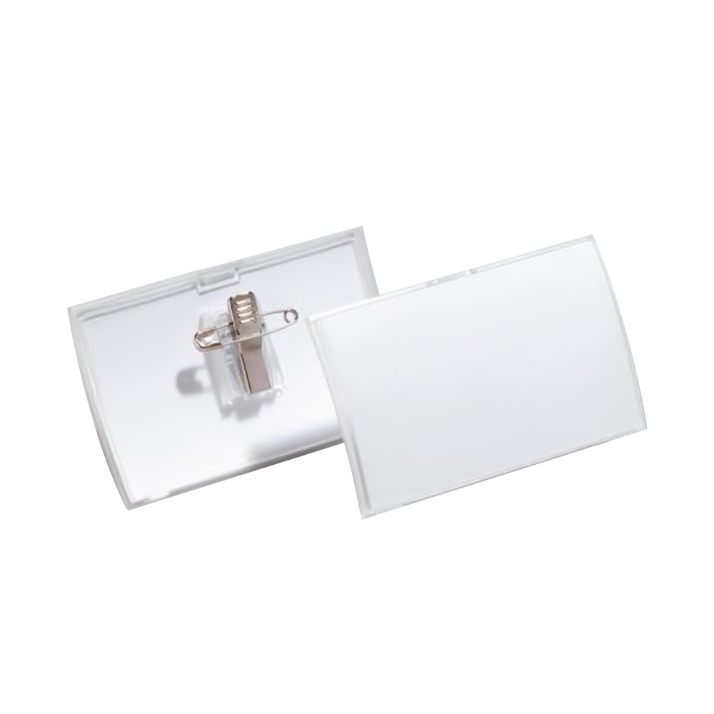 Durable Névkitűző 54 x90mm, kombi klippel, 25 db/csomag,  Click Fold áttetsző (821419)