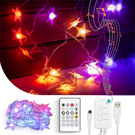 Delight 58385 SMART FÉNYFÜZÉR, CSILLAG. 25 DB RGBIC LED, 10 M, BLUETOOTH