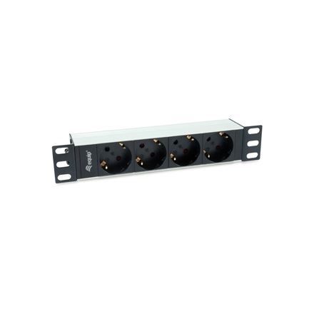 Equip hálózati elosztó  C14, 4x Schuko, Rack 1U, 1,8m kábel, aluminium, fekete 