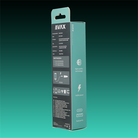 AVAX CC680B CARLY+ 140W USB A+Type C fekete autós töltő