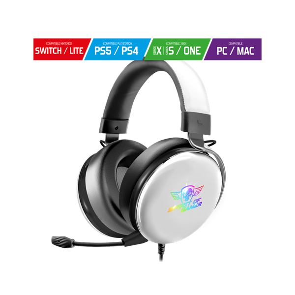 Spirit of Gamer Fejhallgató - H700 White (MultiPlatform, 7.1, mikrofon, hangerőszabályzó, nagy-párnás, fehér)