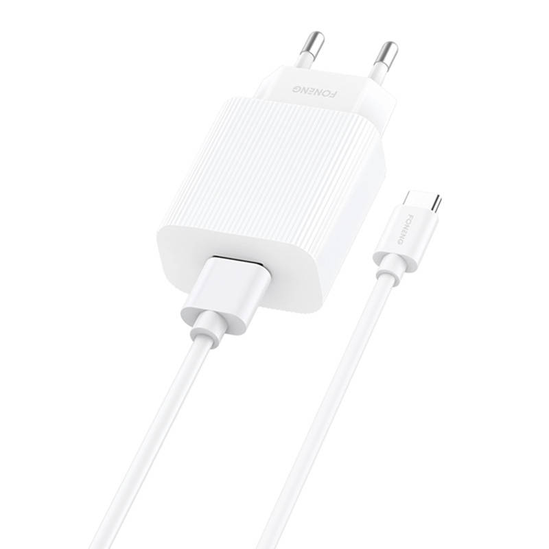 Fast charger Foneng 1x USB EU28 QC 3.0+ USB Type C cable Fast charger Foneng 1x USB EU28 QC 3.0+ USB Type C cable