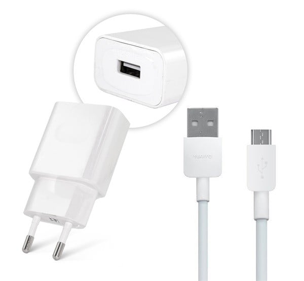 HUAWEI hálózati töltő USB aljzat (5V / 2000mA, 10W, gyorstöltés támogatás + PY0857 microUSB kábel) FEHÉR (AP81 / HW-050200E01 / ...