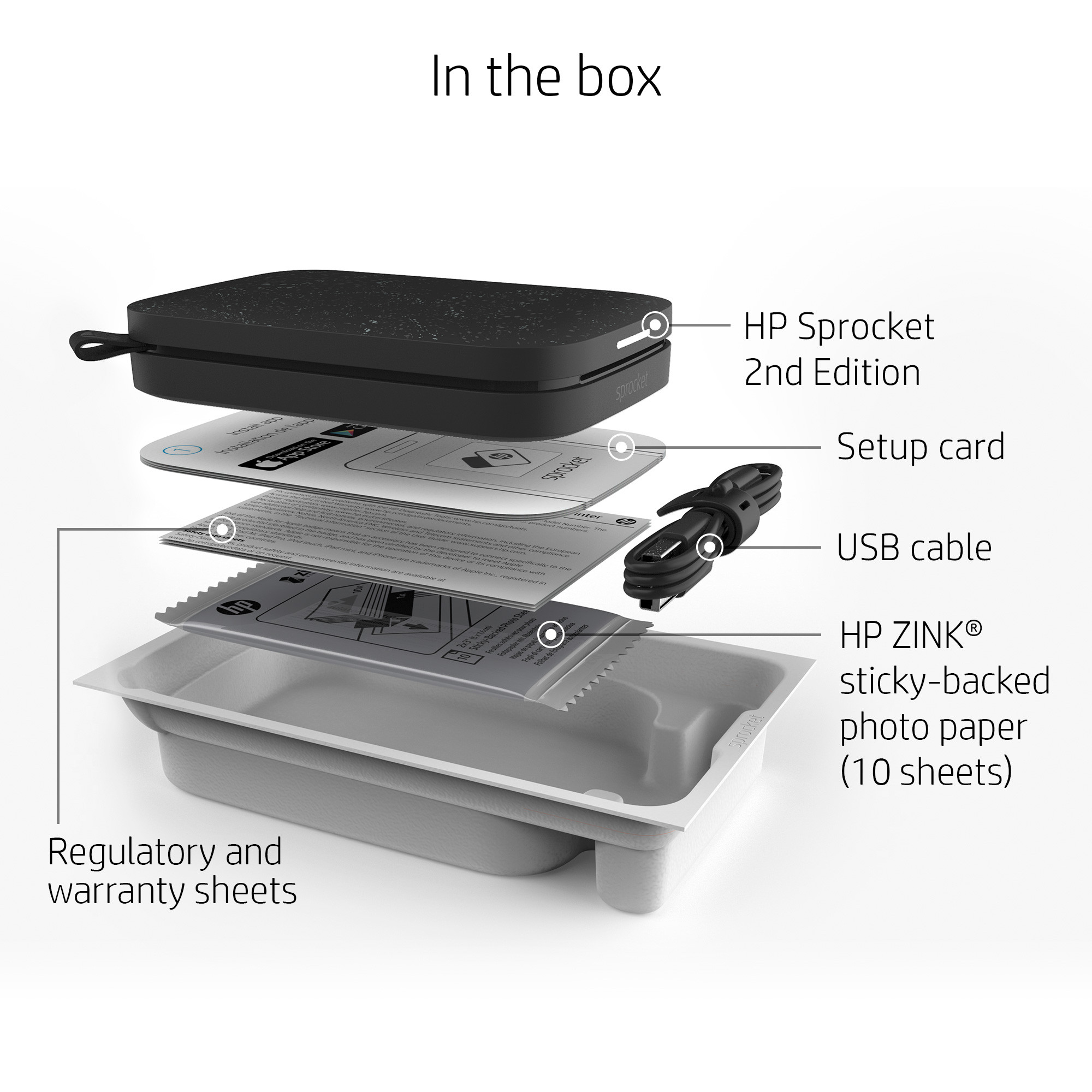 HP Sprocket hordozható fotónyomtató 2x3 hüvelykes fekete