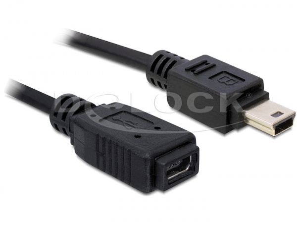 Delock DL82667 USB 2.0 mini-B hosszabbító kábel apa-anya 1 m