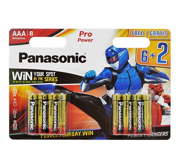 Panasonic 1.5V Alkáli AAA ceruza elem Pro power (8db/csomag) (LR03PPG/8BW 6+2F PR) Panasonic 1.5V Alkáli AAA ceruza elem Pro power (8db/csomag) (LR03PPG/8BW 6+2F PR)