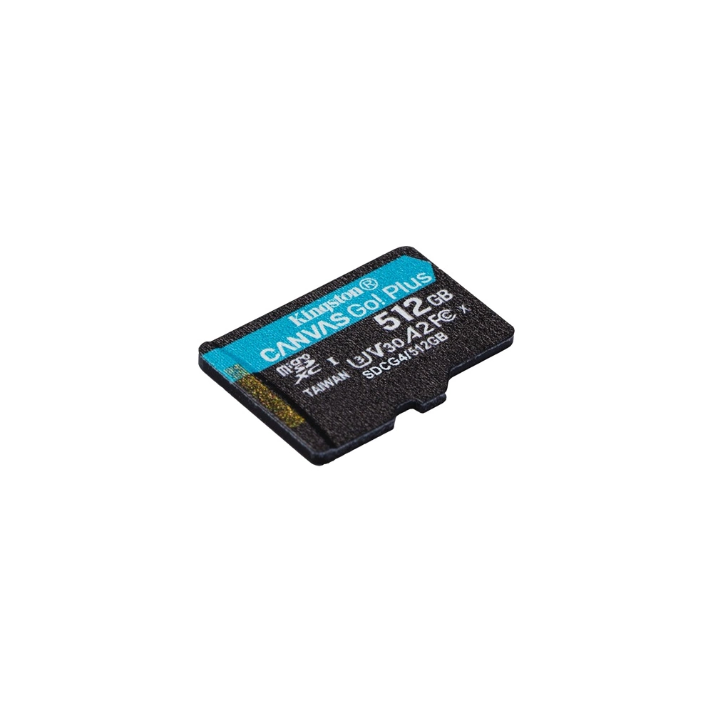 KINGSTON 512GB microSDXC Canvas Go Plus Gen4 200R A2 U3 Single Pack w/o ADP Memóriakártya