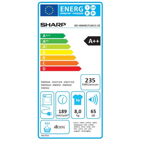 Sharp KD-HHH8S7GW21-EE SZÁRÍTÓGÉP HŐSZIVATTYÚS