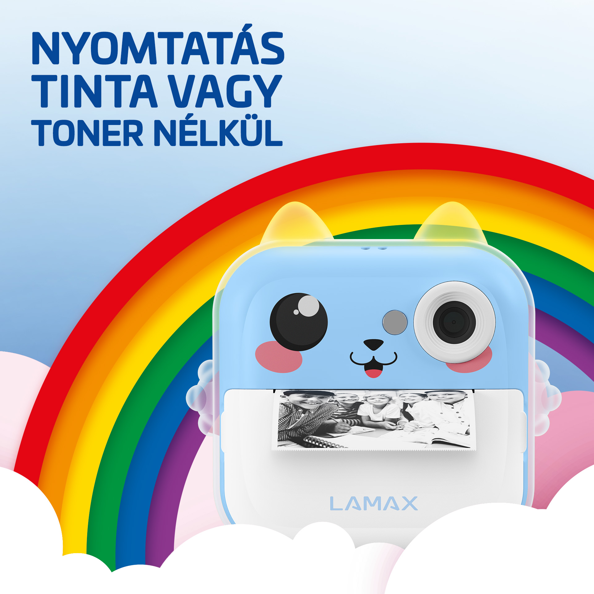 LAMAX InstaKid2 AI Plus Blue Hőpapíros gyerek fényképező Kék