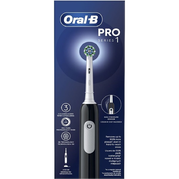 Oral-B PRO1 Black X-Clean elektromos fogkefe tokkal Oral-B PRO1 Black X-Clean elektromos fogkefe tokkal