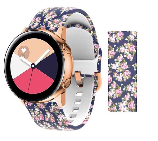 Mybandz szilikon óraszíj rosegold csattal 20mm virágmintás (20SKU6140)