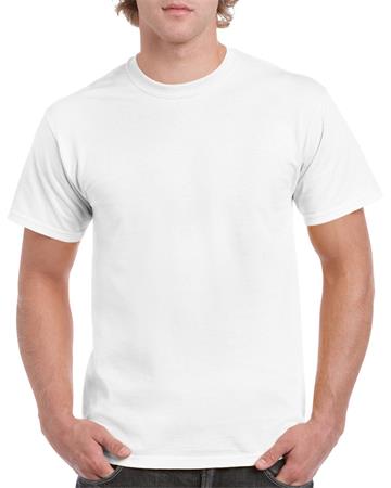 Póló, férfi, környakú, 100% pamut, XL méret "Gildan", fehér