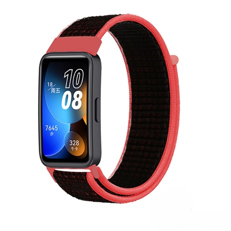 Mybandz 33512 TÉPŐZÁRAS SZÖVET ÓRASZÍJ/PIROS-FEKETE HUAWEI BAND 8