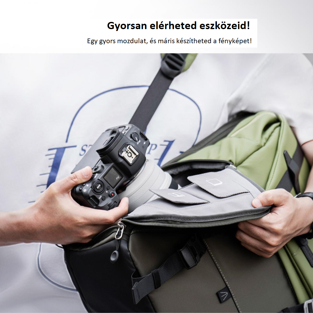 K&F Concept Beta Backpack 20 literes, fotós hátizsák, sötét zöld színben