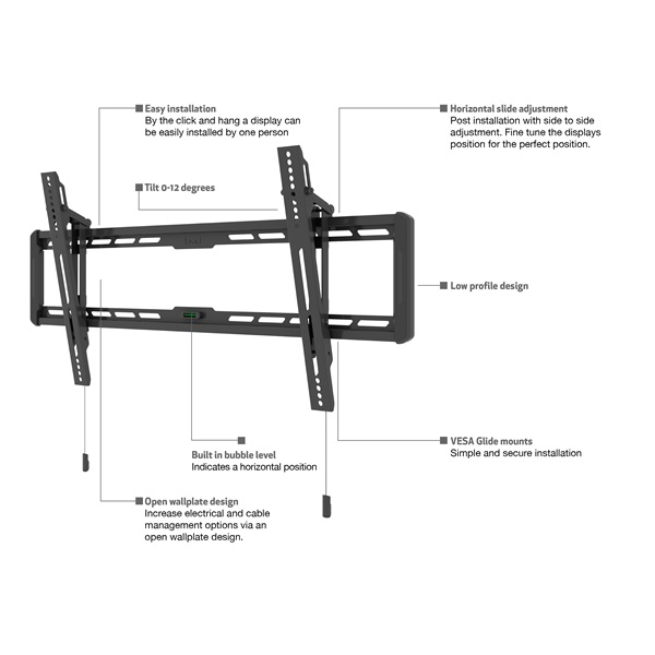 MULTIBRACKETS Fali konzol, M Universal Wallmount Tilt Large (40-86", max.VESA: 800x400 mm, 60 kg)