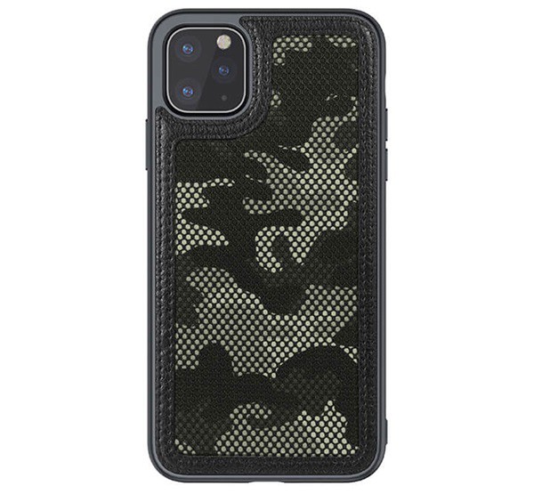 NILLKIN CAMO műanyag telefonvédő (bőr hatású, kamera védelem, terep minta) FEKETE [Apple iPhone 12 Pro Max]