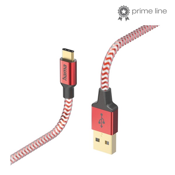 Hama 201559 FIC E3 USB Type-C "Reflective" 1,5m, piros adatkábel Hama 201559 FIC E3 USB Type-C "Reflective" 1,5m, piros adatkábel