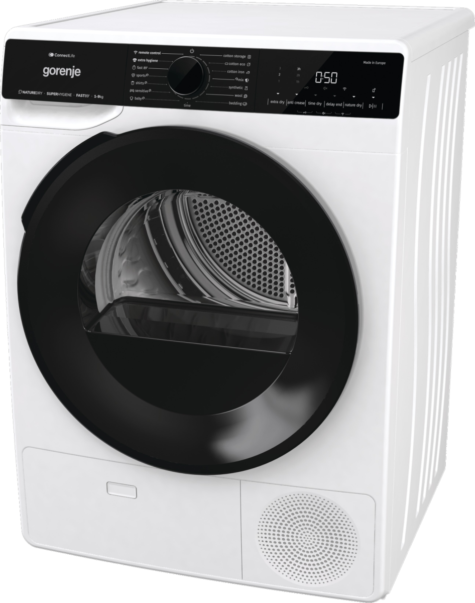 Gorenje DPNA92WIFI Hőszivattyús szárítógép – 9 Kg, A Energiaosztály, PowerPlusMotor, ExtraHigiénia,  AutoDrain