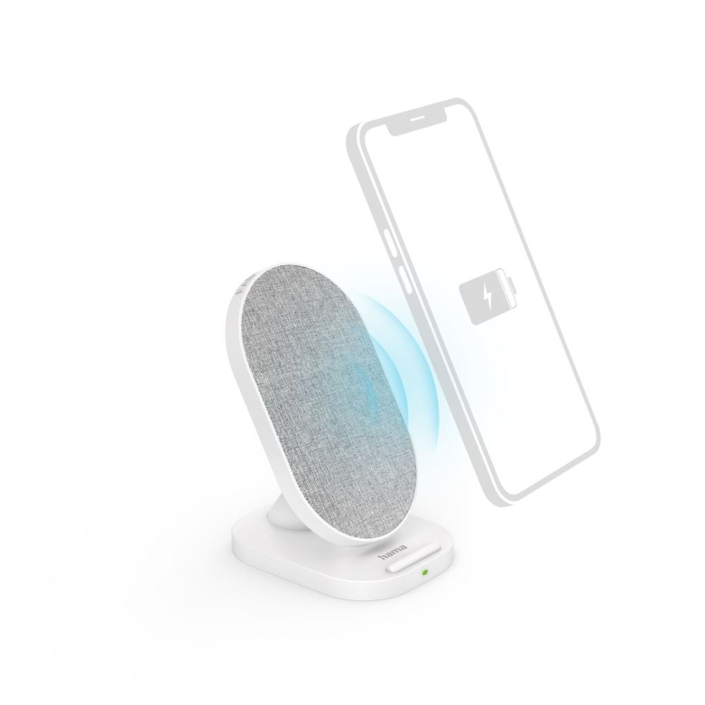 Hama 201686 QI-FC10S-Fab vezeték nélküli mobiltelefon töltő 10W fehér-szürke Hama 201686 QI-FC10S-Fab vezeték nélküli mobiltelefon töltő 10W fehér-szürke