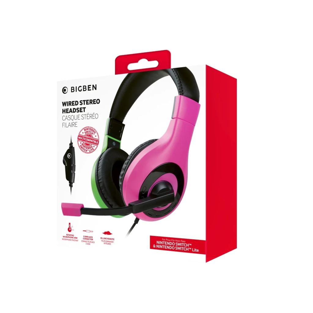 Nacon Nintendo Switch Gaming Headset V1 zöld-rózsaszín (SWITCHHEADSETV1P+G)