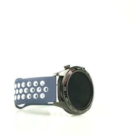 Mybandz lélegző szilikon óraszíj 22mm, kék-fehér (22SKU508)