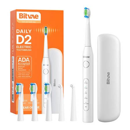 Bitvae D2 elektromos fogkefe szett pótfejekkel + utazótokkal fehér Bitvae D2 elektromos fogkefe szett pótfejekkel + utazótokkal fehér