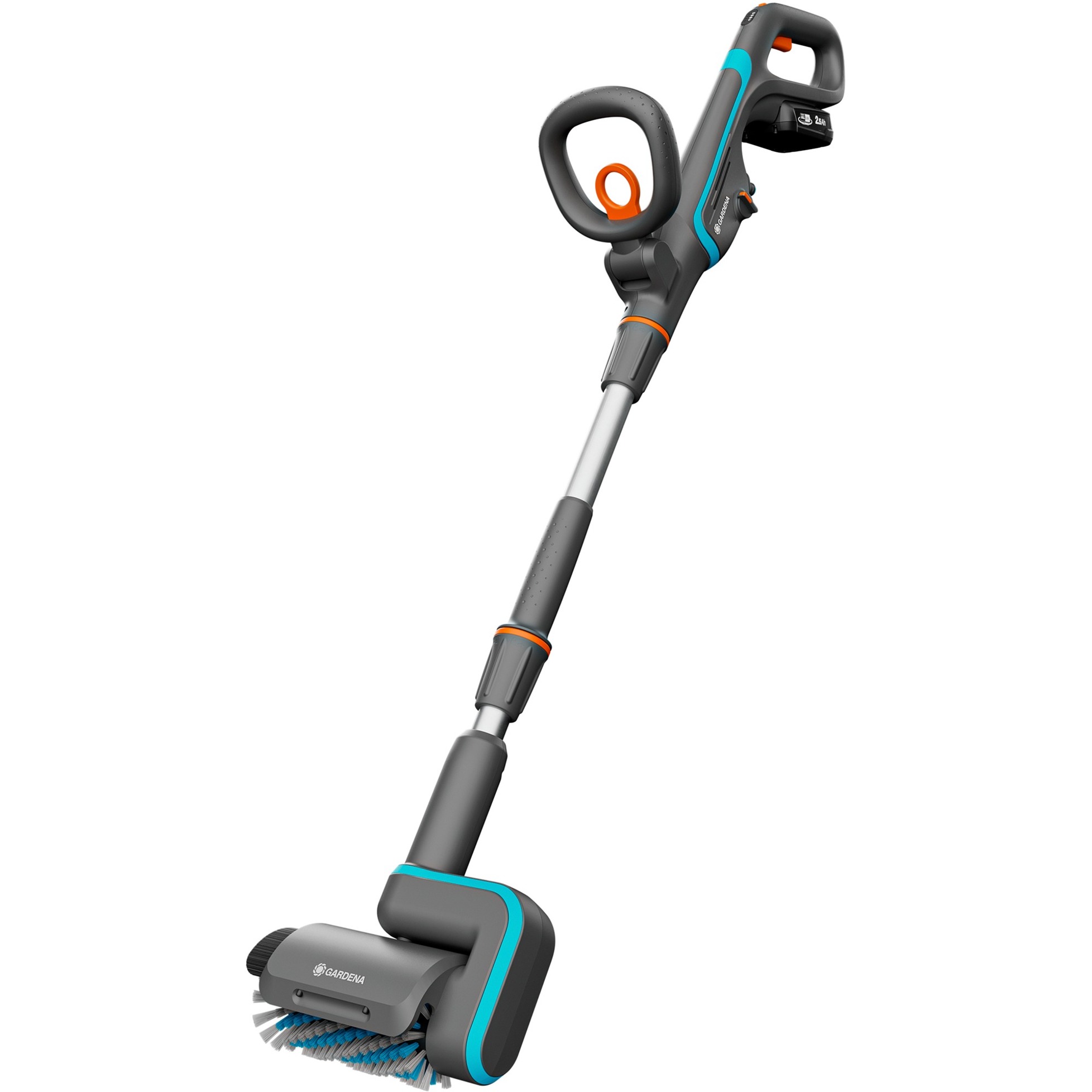 GARDENA akkumulátoros többfunkciós AquaBrush Patio 18V P4A, keménypadló-tisztító (szürke/türkiz, Li-Ion akkumulátor 2,5Ah P4A, POWER FOR ...