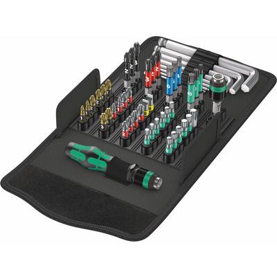 Wera Kraftform Kompakt 100 05057460001 Bit készlet 52 részes Egyeneshornyú, Kereszthornyú Pozidriv, Kereszthornyú Phillips, TORX, Belső hatlap ...