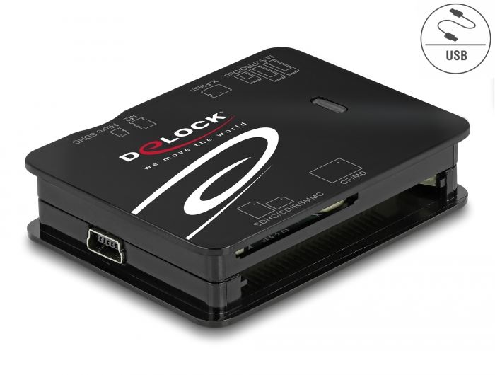 Delock USB 2.0 CF/SD/Micro SD/MS/xD/M2 kártyaolvasó (91007)