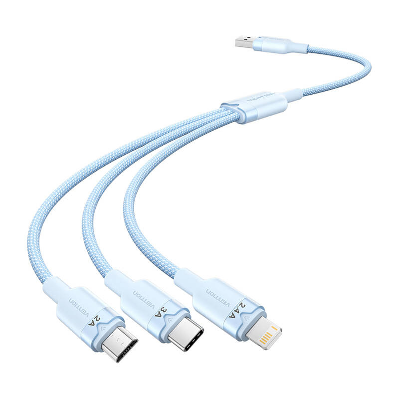 USB 2.0 A-3in1 3A kábel Vention CTPLG 1.5M (kék) USB 2.0 A-3in1 3A kábel Vention CTPLG 1.5M (kék)