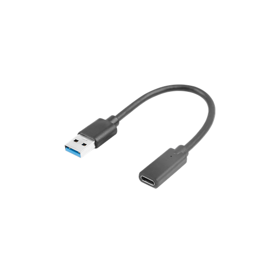 Lanberg USB-C (F) 3.1->USB-A (M) adapter kábel, 15 cm, fekete