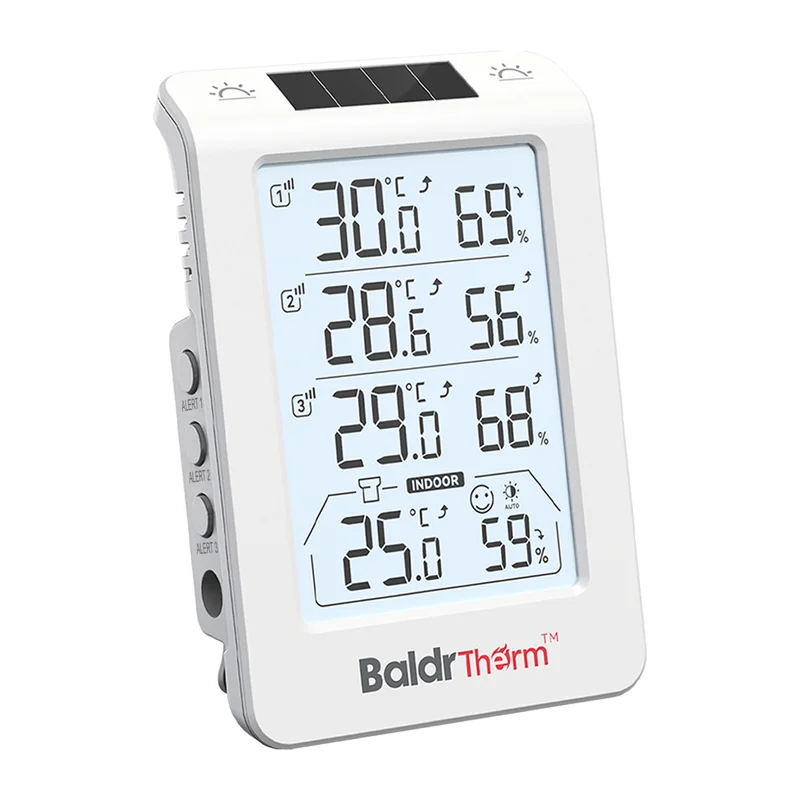 BALDRTHERM B0598 3-csatornás hőmérséklet- és páratartalom-mérő automatikus háttérvilágítással