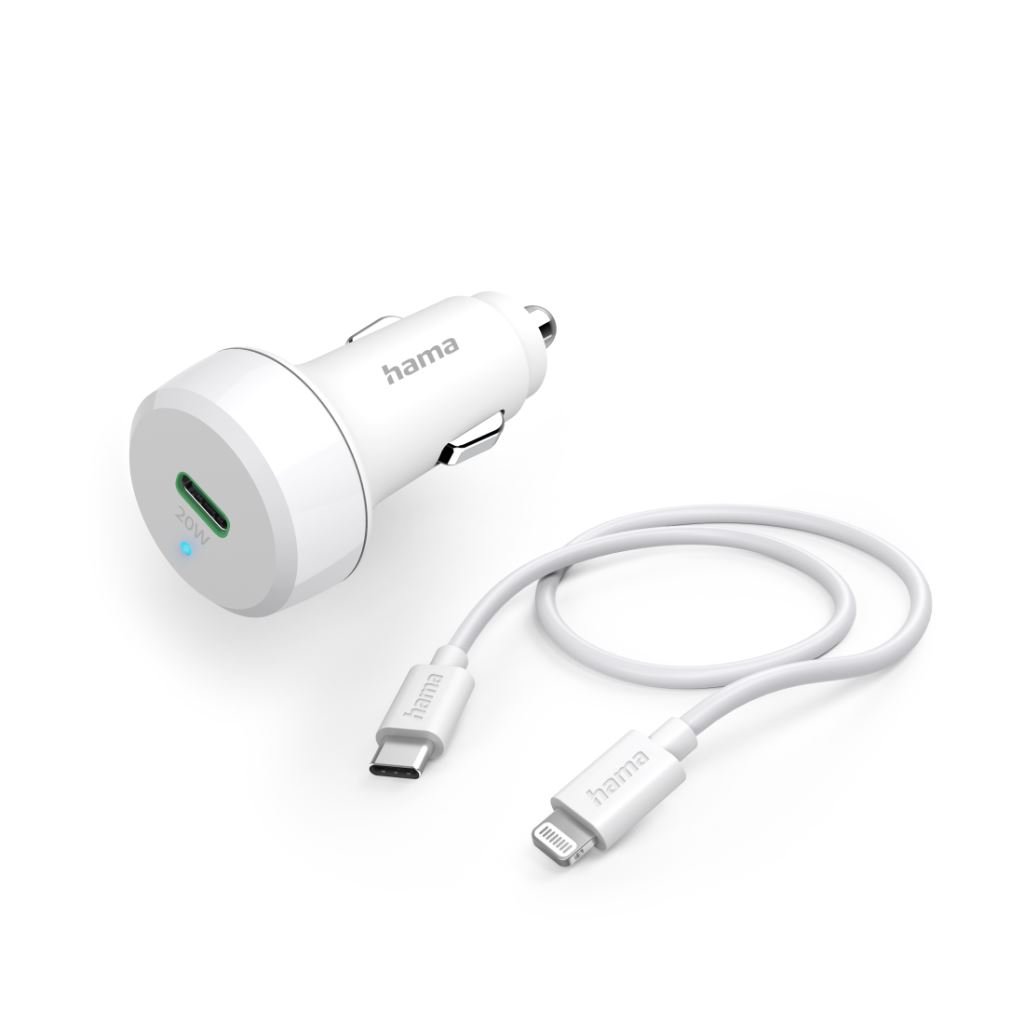 Hama PD, 20W autós töltő 1m-es USB-C - Lightning kábellel (201611)