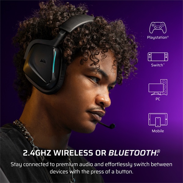 CORSAIR Vezeték Nélküli Headset VOID v2 Wireless Gaming Headset Dolby Atmos carbon