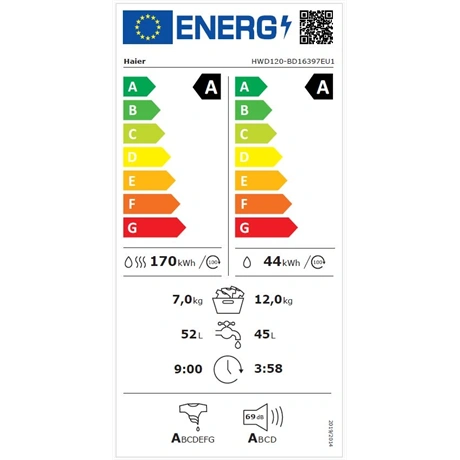 Haier HWD120BD16397EUS Mosó- és szárítógép