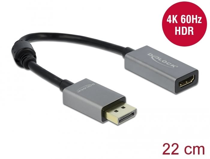 Delock Aktív DisplayPort 1.4 - HDMI kábel 4K 60 Hz 22cm (66436) Delock Aktív DisplayPort 1.4 - HDMI kábel 4K 60 Hz 22cm (66436)