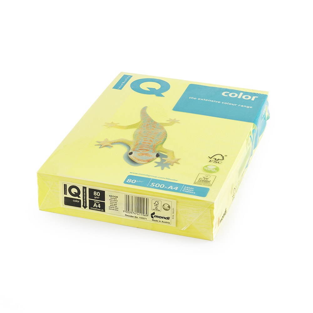 Mondi Másolópapír, színes, A4, 80g.  Color 500ív/csomag, neon sárga