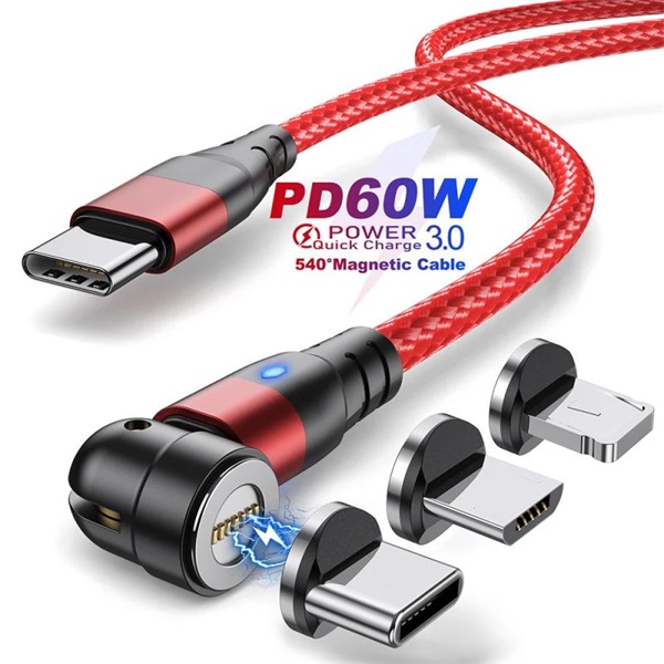 BLACKBIRD PD 60W QC3.0 USB-C to Lightning/Micro USB USB-C Mágneses Töltőkábel BLACKBIRD PD 60W QC3.0 USB-C to Lightning/Micro USB USB-C Mágneses Töltőkábel