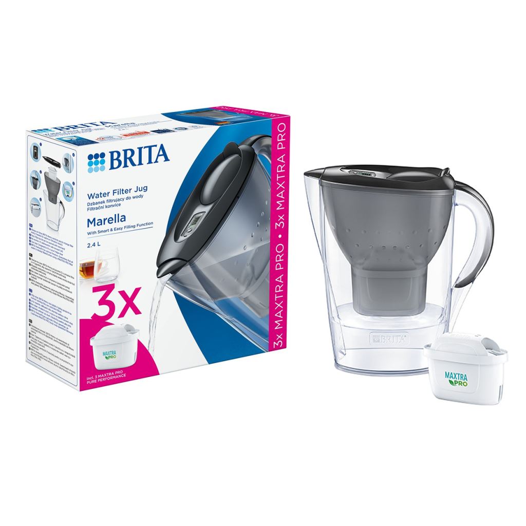 Brita Marella vízszűrő kancsó 2.4 liter grafit + 3db Maxtra Pro szűrőbetét (1052796)