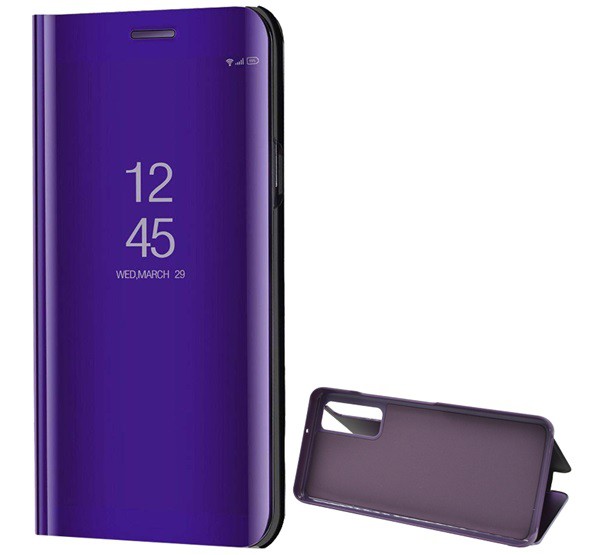 Tok álló (aktív FLIP, oldalra nyíló, asztali tartó funkció, tükrös felület, Mirror View Case) LILA [Huawei P Smart (2021)]