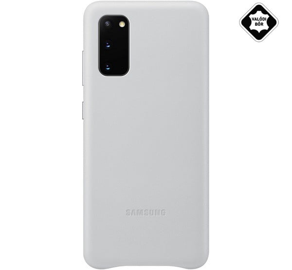SAMSUNG műanyag telefonvédő (valódi bőr hátlap) VILÁGOSSZÜRKE [Samsung Galaxy S20 5G (SM-G981U)]