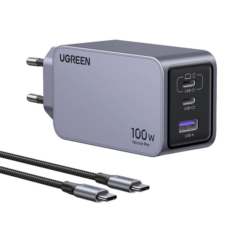 UGREEN Nexode Pro 100W 2xUSB-C + USB-A hálózati töltő (065459)